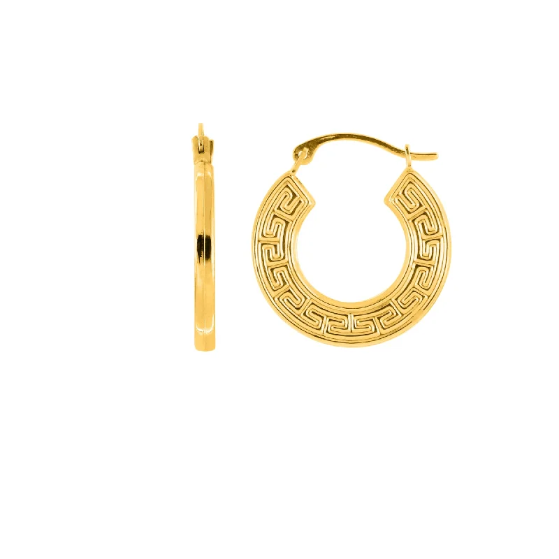 Best hoop earrings with crescent-shaped designs for a bold, moon-inspired style-14K Gold Small Greek Key Hoop Earring