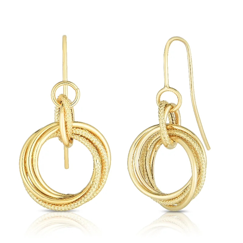 Hoop earrings with cut-out designs for a creative and lightweight effect-14K Gold Small Multi Row Dangle Earring