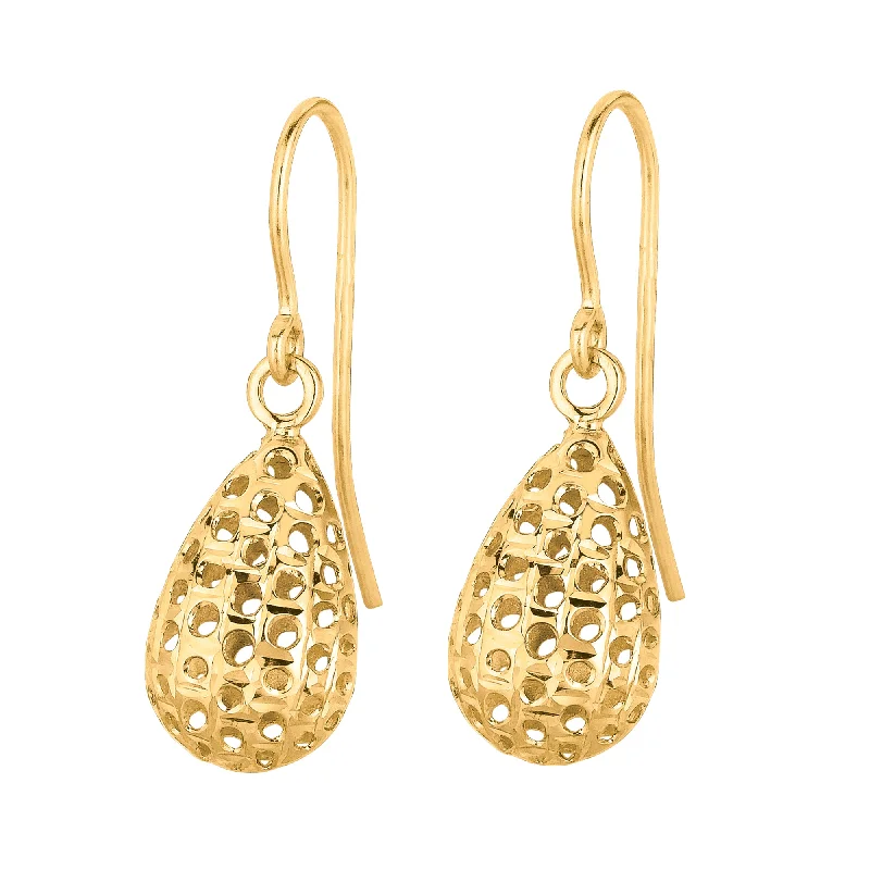 Stylish hoop earrings with diamond accents for an elegant and sparkling effect-14K Gold Small Open Tear Drop Earring