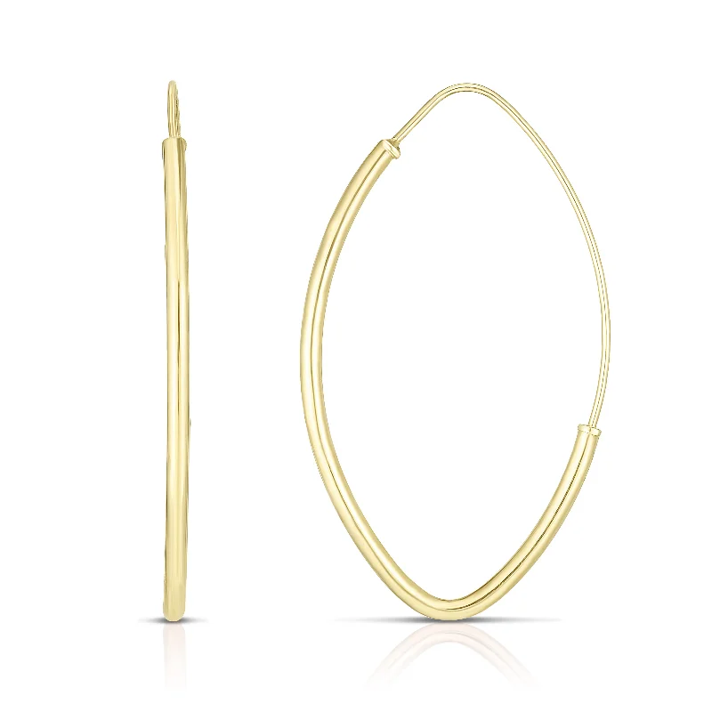 Best hoop earrings with geometric hexagon shapes for a modern, angular look-14K Gold Small Polished Marquise Fashion Hoop Earring