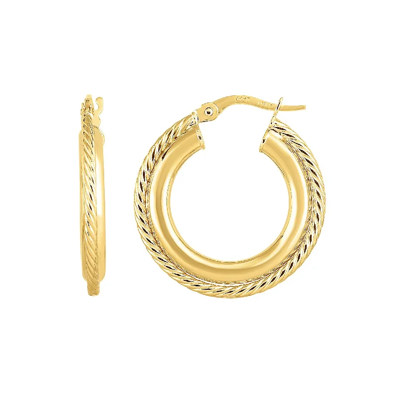 Best hoop earrings with tribal designs for a cultural and exotic aesthetic-14K Gold Small Polished & Twist Hoop Earring