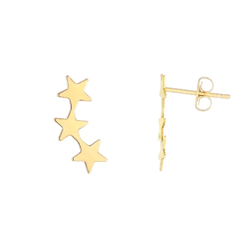 Hoop earrings with tortoiseshell designs for a chic and classic style-14K Gold Star Ear Climber