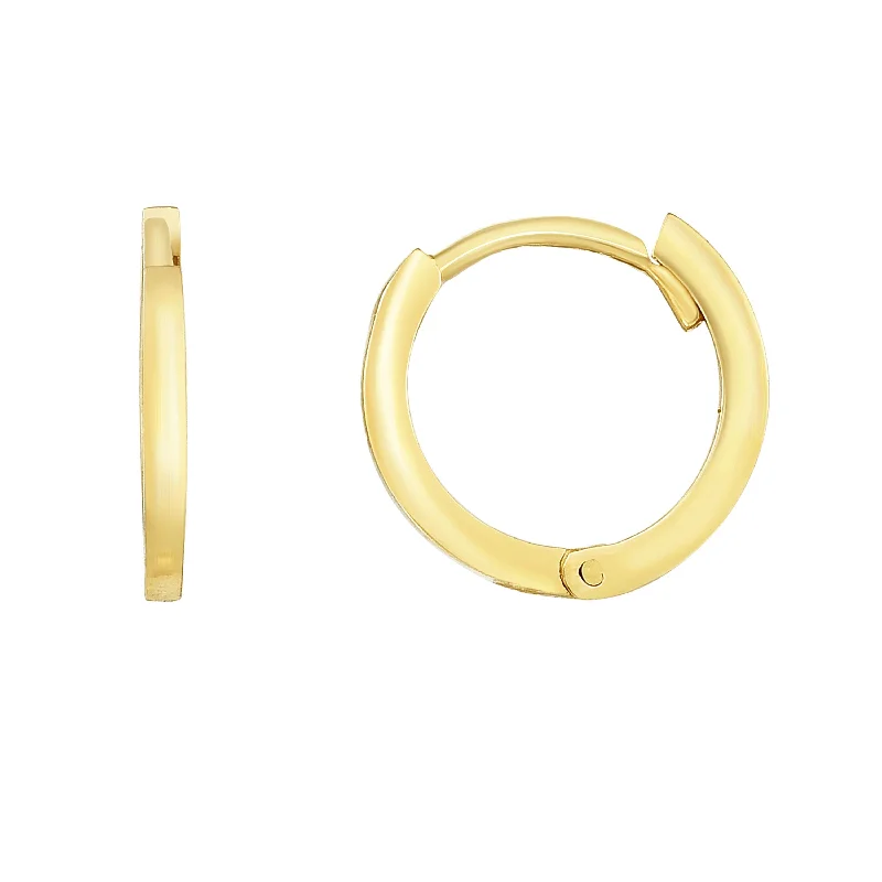 Hoop earrings with colorful beads for a fun and playful vibe-14K Gold Thin Polished Huggie Earring