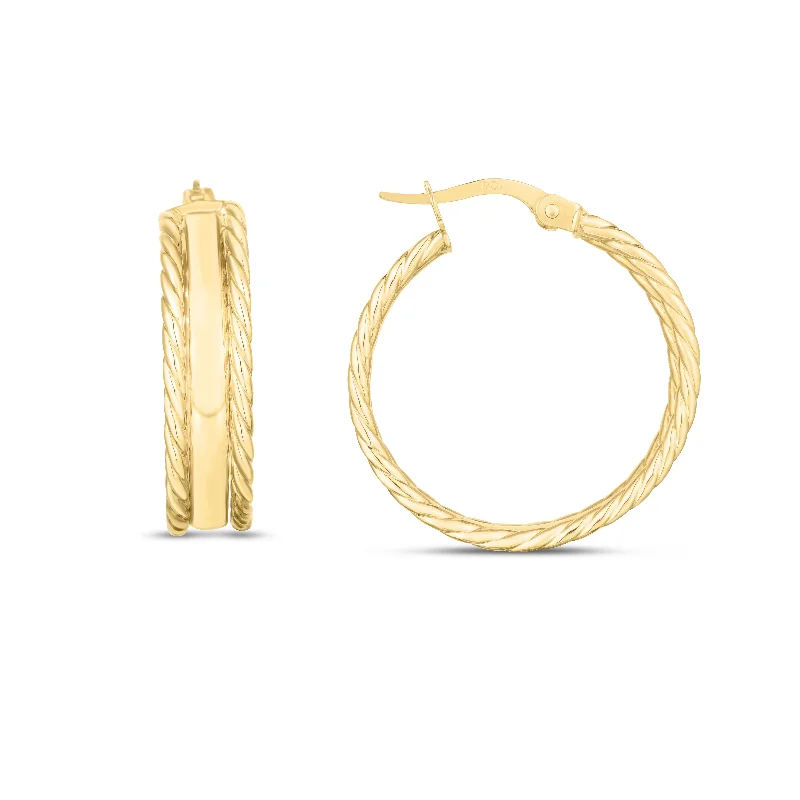 Hoop earrings with oversized designs for a bold, fashion-forward statement-14K Gold Triple Row Hoops