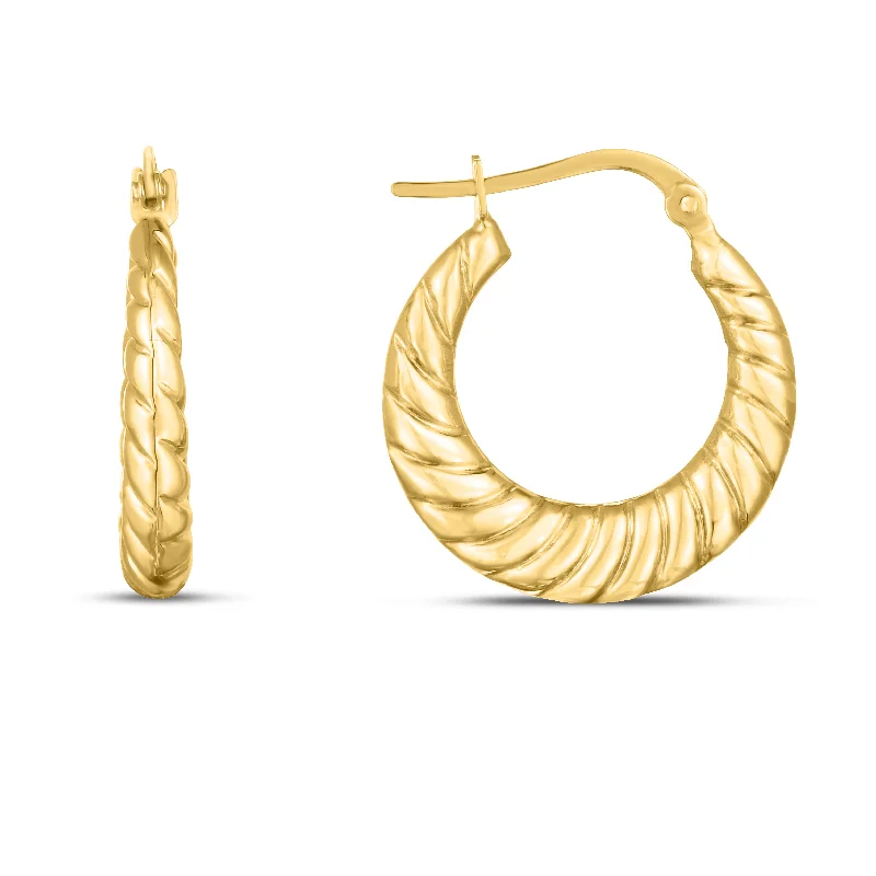 Hoop earrings with polished metal for a shiny and high-quality finish-14K Gold Twisted Cable Graduated Hoops