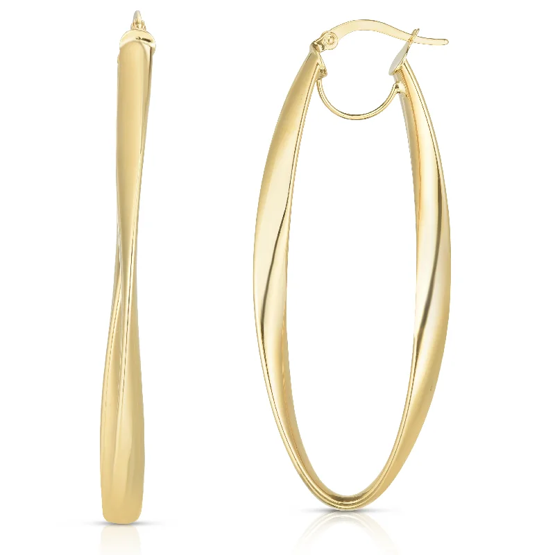 Best hoop earrings with gold for a luxurious and timeless look-14K Gold Twisted Oval Hinged Hoop Earring