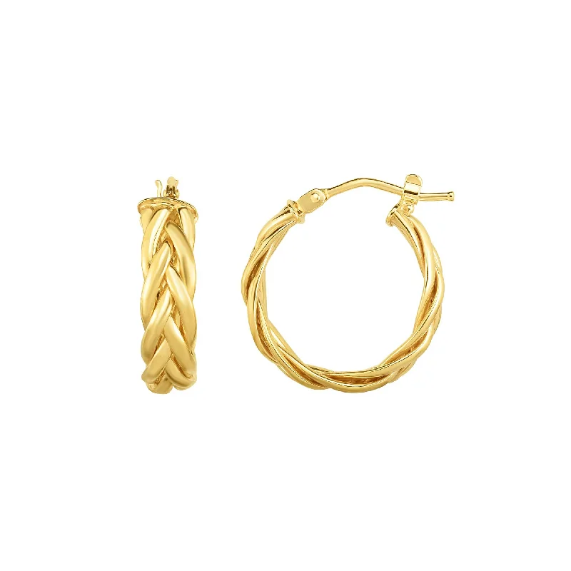 Best hoop earrings with gold-plated finishes for an affordable luxury vibe-14K Gold Weave Hoop Earring