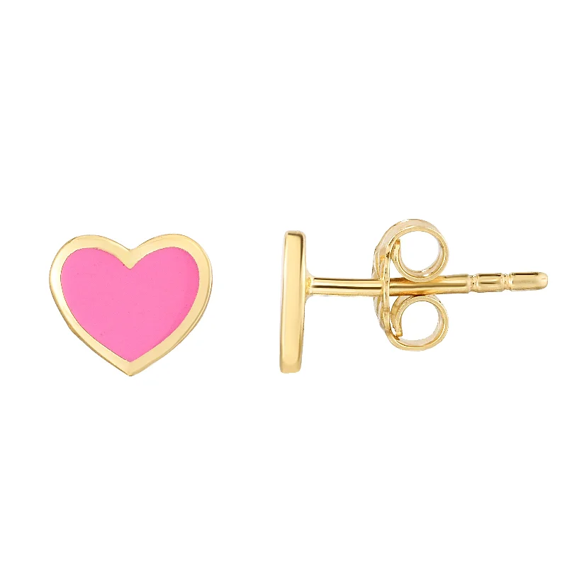 Best hoop earrings with geometric pendants for a modern, chic appeal-14K Heart Enamel Earrings