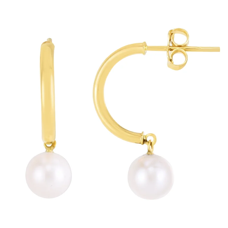 Best hoop earrings with vintage-style detailing for a nostalgic and timeless look-14K Pearl Half-Hoop Earrings