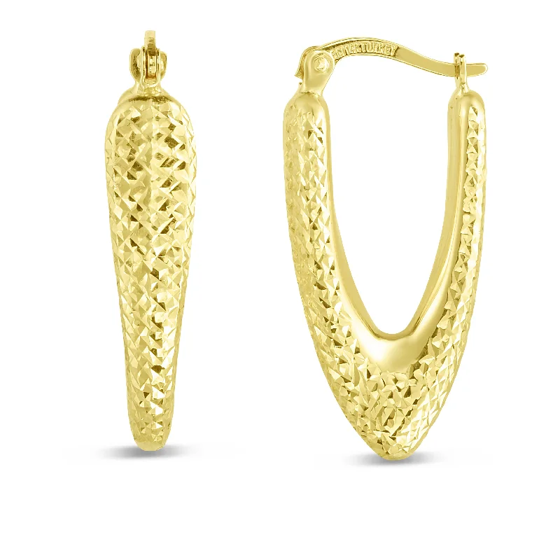 Best hoop earrings with asymmetrical designs for a fashion-forward, avant-garde look-14K Puff V Hoop