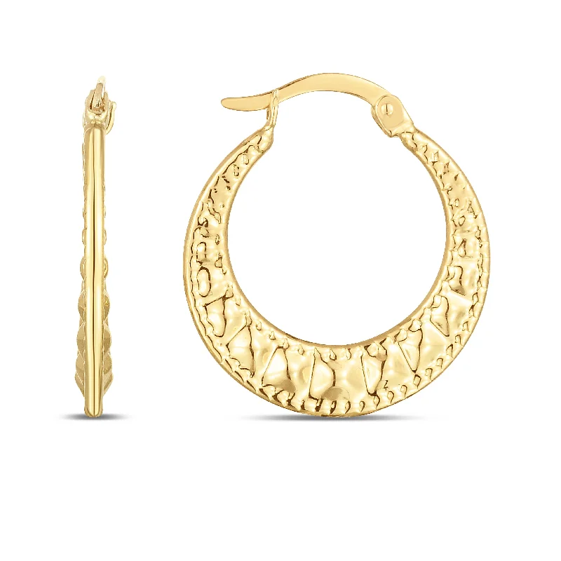 Hoop earrings with removable pendants for a versatile and customizable accessory-14K Puffed Wavy Hoops