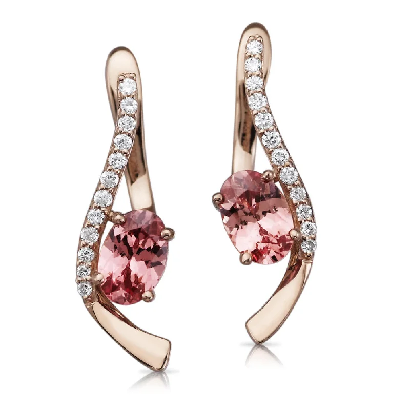 Hoop earrings with polished silver finish for a shiny, modern appeal-14K Rose Gold Lotus Garnet/Diamond Earrings