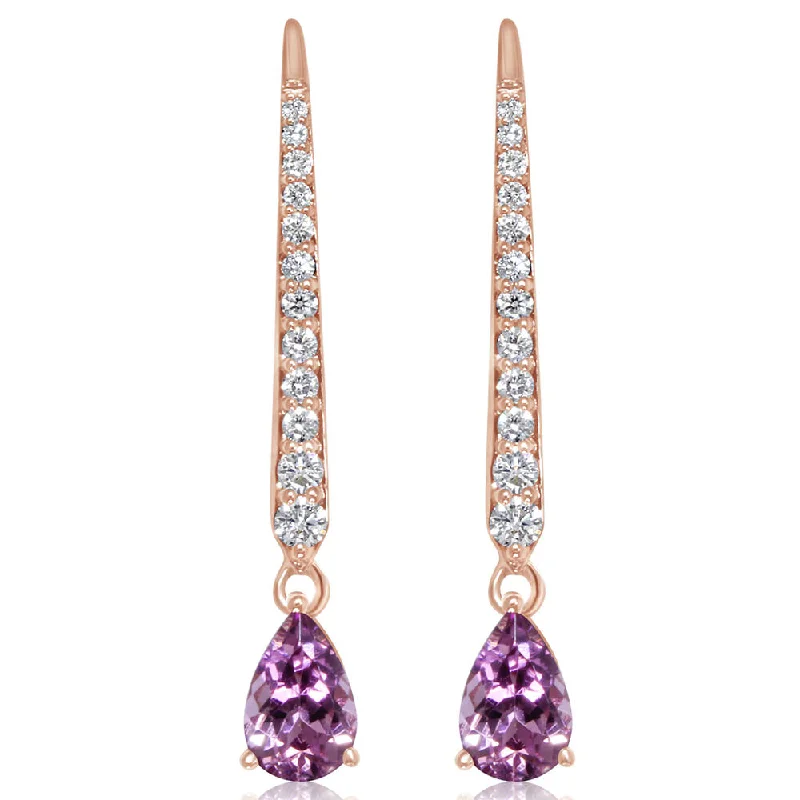 Hoop earrings with rhinestone-studded rims for a glamorous touch-14K Rose Gold Lotus Garnet/Diamond Earrings