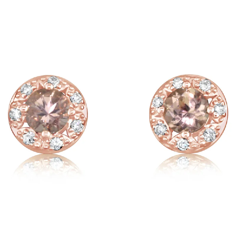 Hoop earrings with cut-out designs for a creative and lightweight effect-14K Rose Gold Lotus Garnet/Diamond Earrings