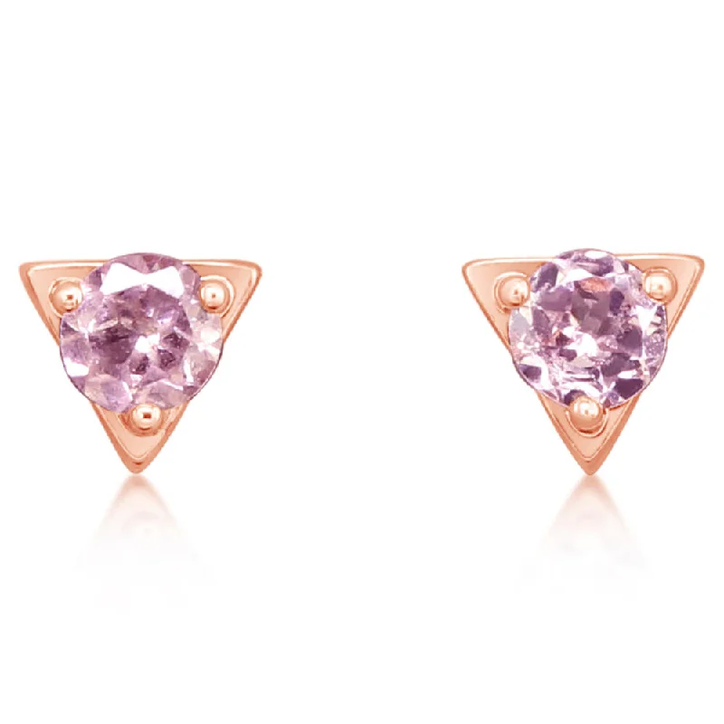 Hoop earrings with crescent moon shapes for a celestial and mystical appearance-14K Rose Gold Lotus Garnet Earrings