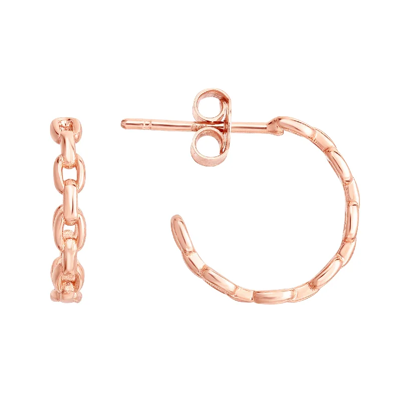 Best hoop earrings with enamel details for a colorful and modern look-14K Rose Gold Oval Links C Hoops