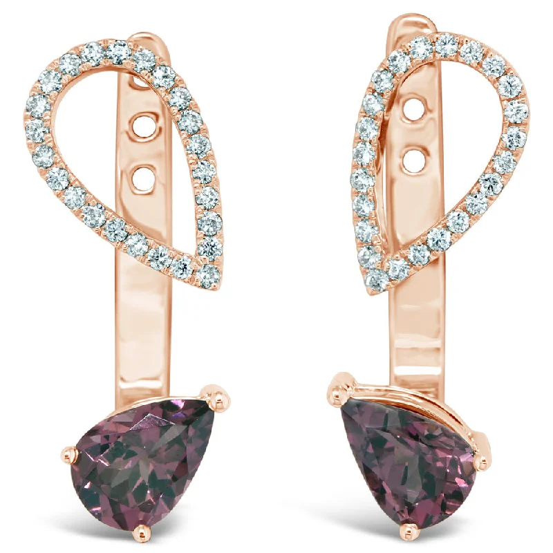 Hoop earrings with rhinestone embellishments for a glamorous and sparkling look-14K Rose Gold Rhodolite Garnet/Diamond Earrings