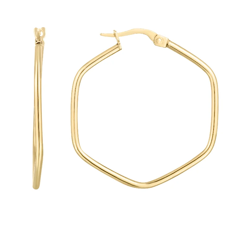 Best hoop earrings with lever-back closures for secure and easy wear-14K Rounded Edges Hexagon Hoops