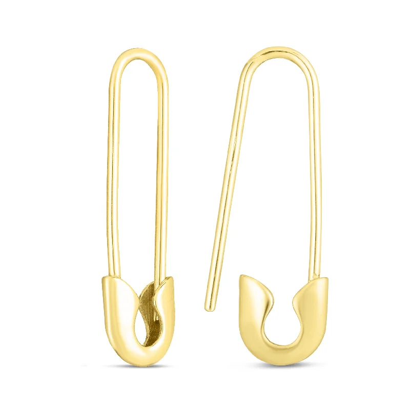 Hoop earrings with removable pendants for a versatile and customizable accessory-14K Safety Pin Earring