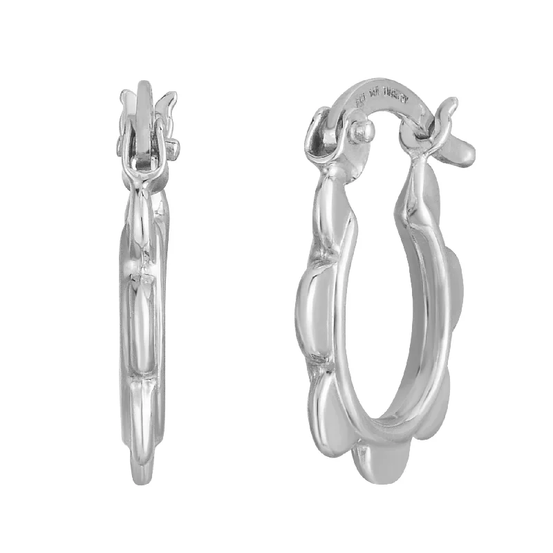 Classic hoop earrings with a thin profile for a sleek and subtle style-14K Scalloped Hoop