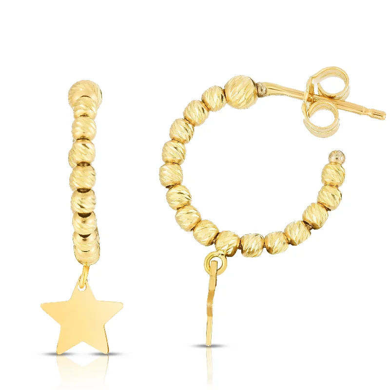 Best hoop earrings with matching bracelets for a coordinated jewelry set-14K Star Beaded Hoops