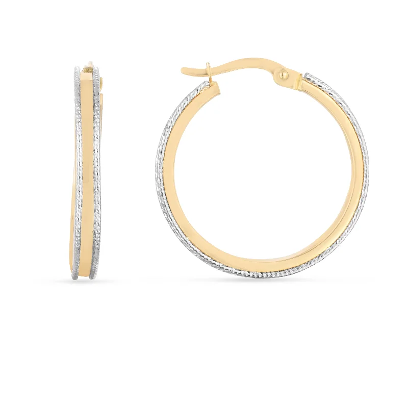 Best hoop earrings with vintage rhinestone embellishments for a retro-glam effect-14K Two-tone Round Hoop