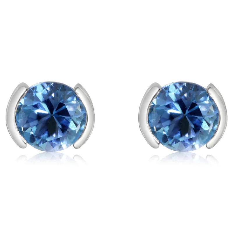 Best hoop earrings with enamel details for a colorful and modern look-14K White Gold Blue Topaz Earrings