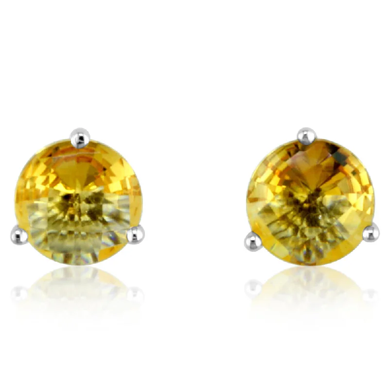 Hoop earrings with braided patterns for a detailed and textured finish-14K White Gold Checkerboard Citrine Martini Earrings