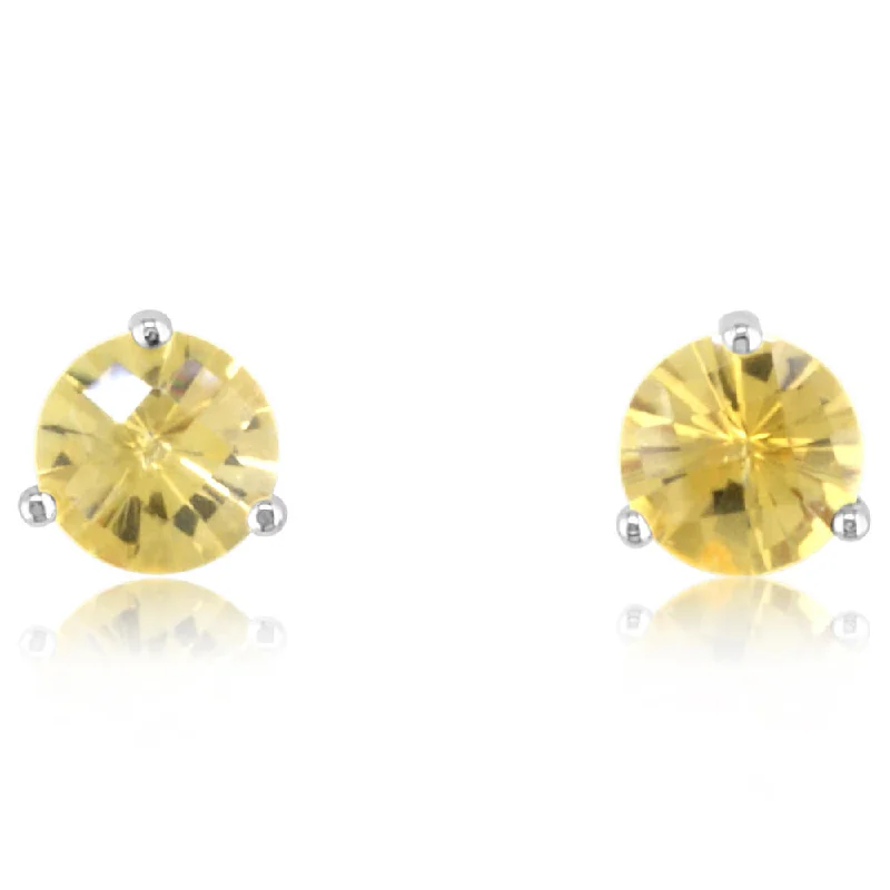 Best hoop earrings with vintage-style detailing for a nostalgic and timeless look-14K White Gold Checkerboard Citrine Martini Earrings