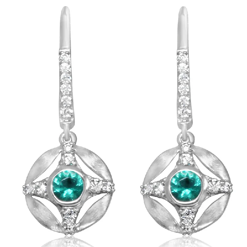 Hoop earrings with oversized designs for a bold, fashion-forward statement-14K White Gold Emerald/Diamond Earrings