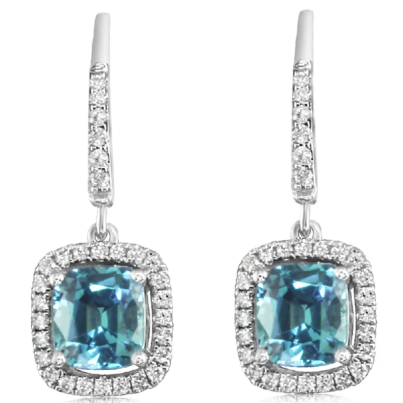 Hoop earrings with pearl accents for a chic and classic style-14K White Gold Lagoon Tourmaline/Diamond Earrings