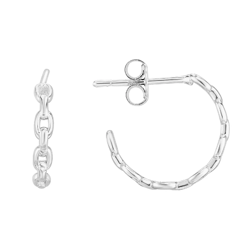 Large hoop earrings for a bold and statement-making fashion accessory-14K White Gold Oval Links C Hoops