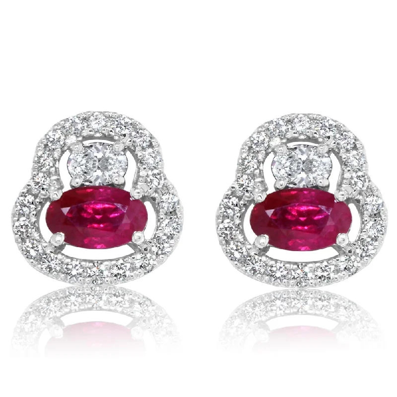 Best hoop earrings with detachable studs for a versatile and adjustable accessory-14K White Gold Ruby/Diamond Earrings