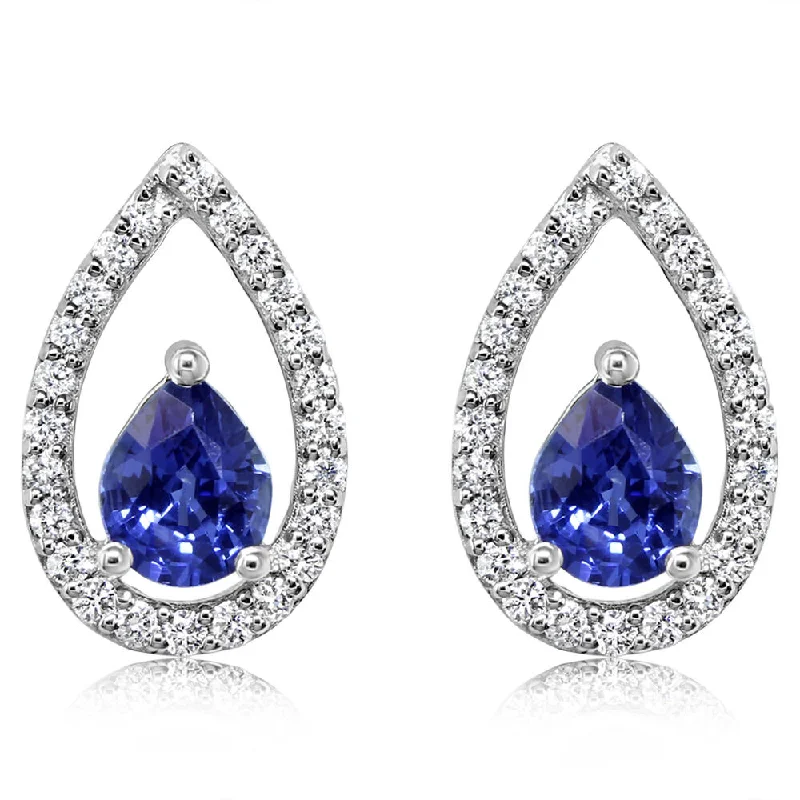 Best hoop earrings with sparkling cubic zirconia for a brilliant, budget-friendly effect-14K White Gold Sapphire/Diamond Earrings