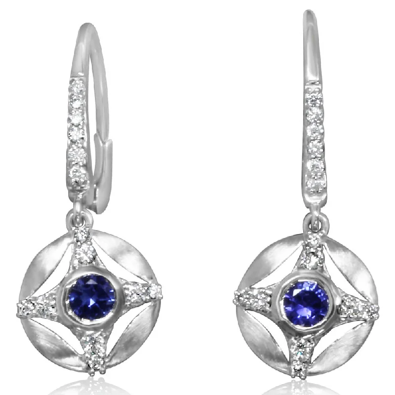 Best hoop earrings with delicate chain details for a trendy and stylish design-14K White Gold Sapphire/Diamond Earrings