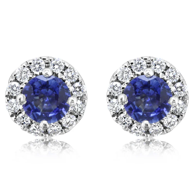 Best hoop earrings with sterling silver for an affordable and chic design-14K White Gold Sapphire/Diamond Earrings