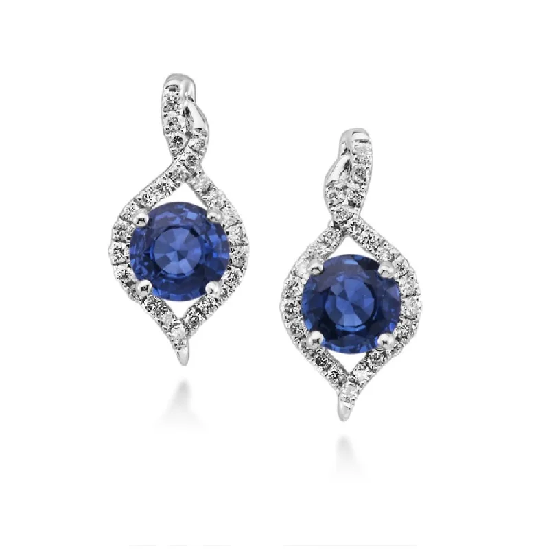 Best hoop earrings with asymmetrical designs for a fashion-forward, avant-garde look-14K White Gold Sapphire/Diamond Earrings