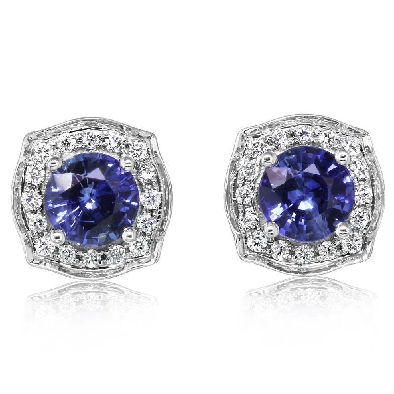 Best hoop earrings with matte finish for a sophisticated, understated design-14K White Gold Sapphire/Diamond Earrings