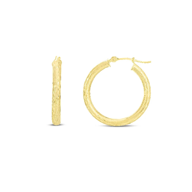 Best hoop earrings with textured silver for a rustic and organic finish-14K Yellow Gold 3mm Diamond Cut Hoop Earring