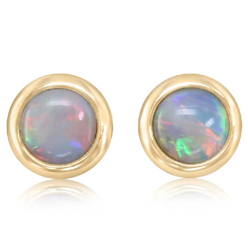 Hoop earrings with polished metal for a shiny and high-quality finish-14K Yellow Gold 6mm Australian Opal Earrings