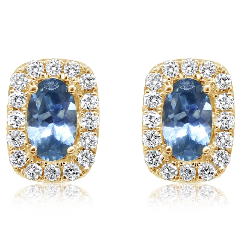 Hoop earrings with luxe velvet finishes for a rich and luxurious touch-14K Yellow Gold Montana Sapphire/Diamond Earrings