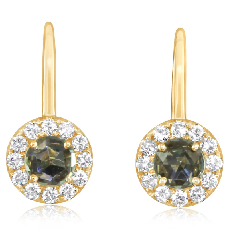 Best hoop earrings with crescent-shaped designs for a bold, moon-inspired style-14K Yellow Gold Montana Sapphire/Diamond Earrings