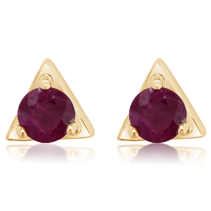 Small hoop earrings for a delicate and understated everyday wear-14K Yellow Gold Ruby Earrings