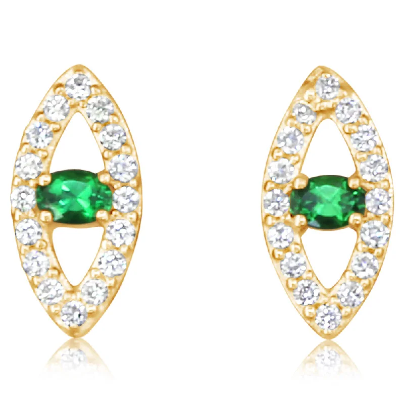 Hoop earrings with oversized pearl accents for a statement-making look-14K Yellow Gold Tsavorite/Diamond Earrings