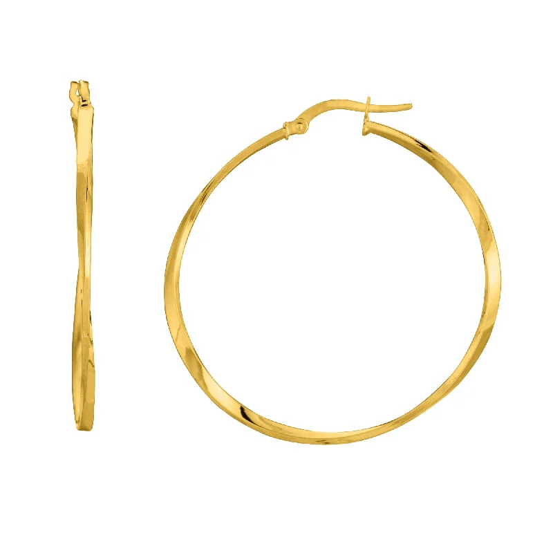 Hoop earrings with hammered textures for a boho-chic and rustic vibe-14K Yellow Gold Twisted Hoop Earring