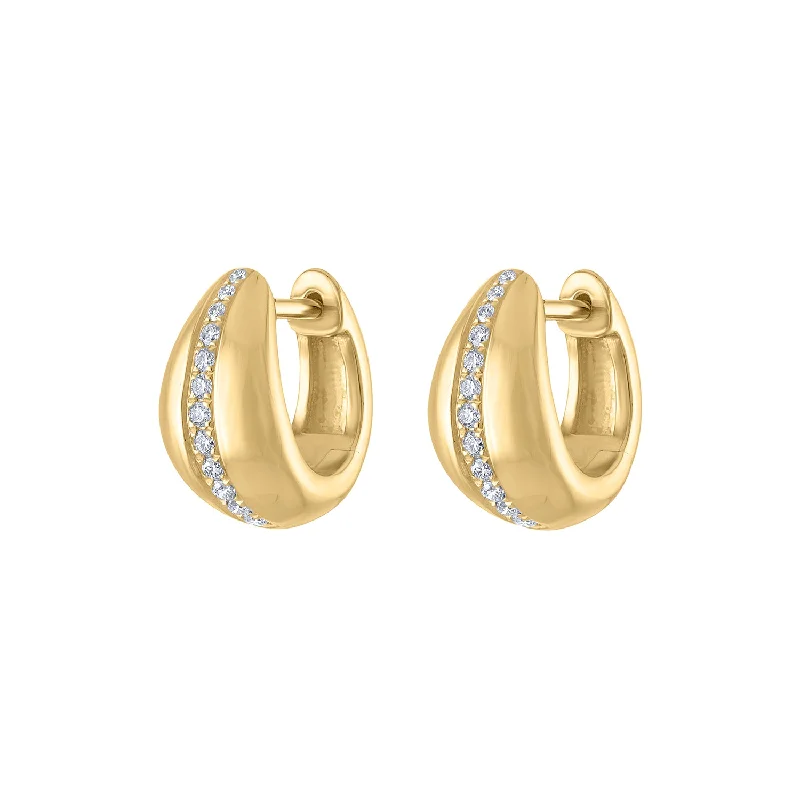 Best hoop earrings with smooth ceramic finishes for a polished, clean style-14KT GOLD DIAMOND ONE LINE TAPERED HUGGIE EARRING