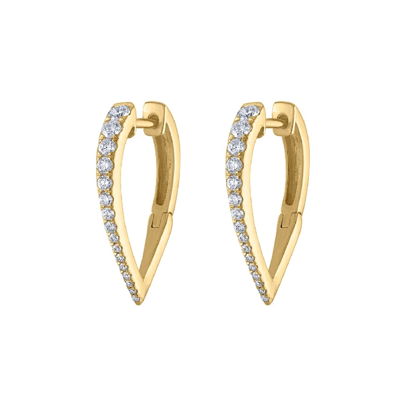 Best hoop earrings with braided leather for a rustic, stylish finish-14KT GOLD DIAMOND PEAR HUGGIE EARRING