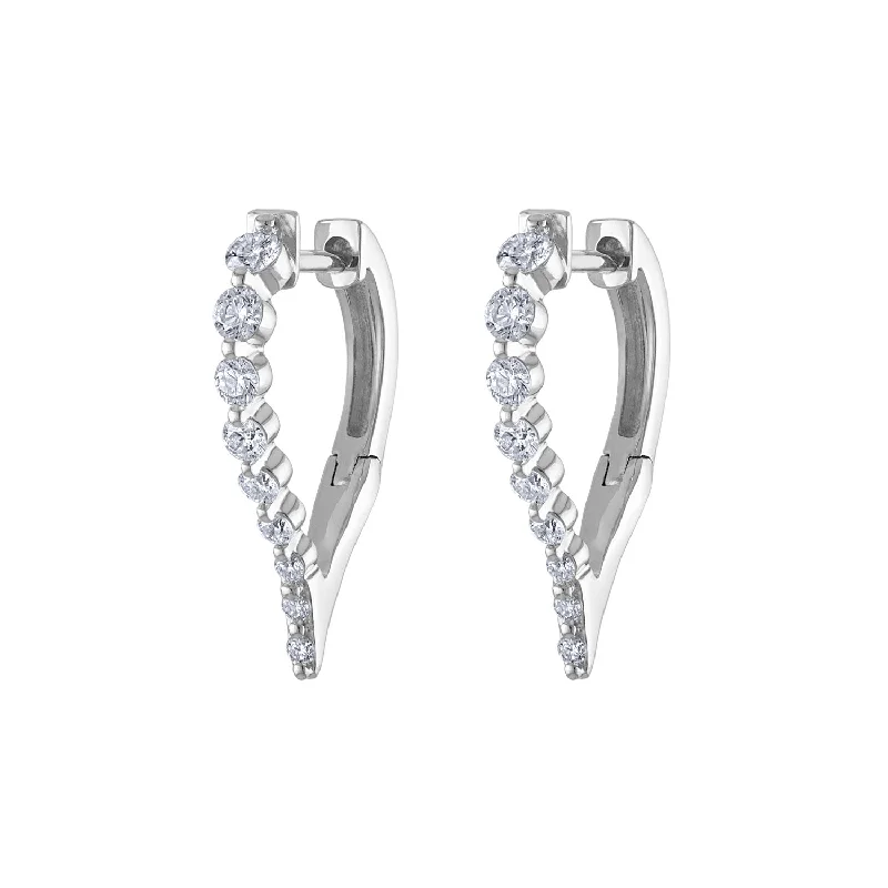 Hoop earrings with pearl accents for a chic and classic style-14KT GOLD DIAMOND PRONG PEAR HUGGIE EARRING