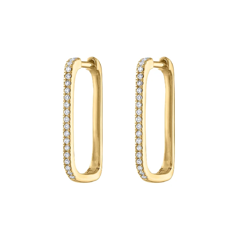 Best hoop earrings with intricate beaded details for a textured, stylish appearance-14KT GOLD DIAMOND MEDIUM RECTANGLE HOOP EARRING