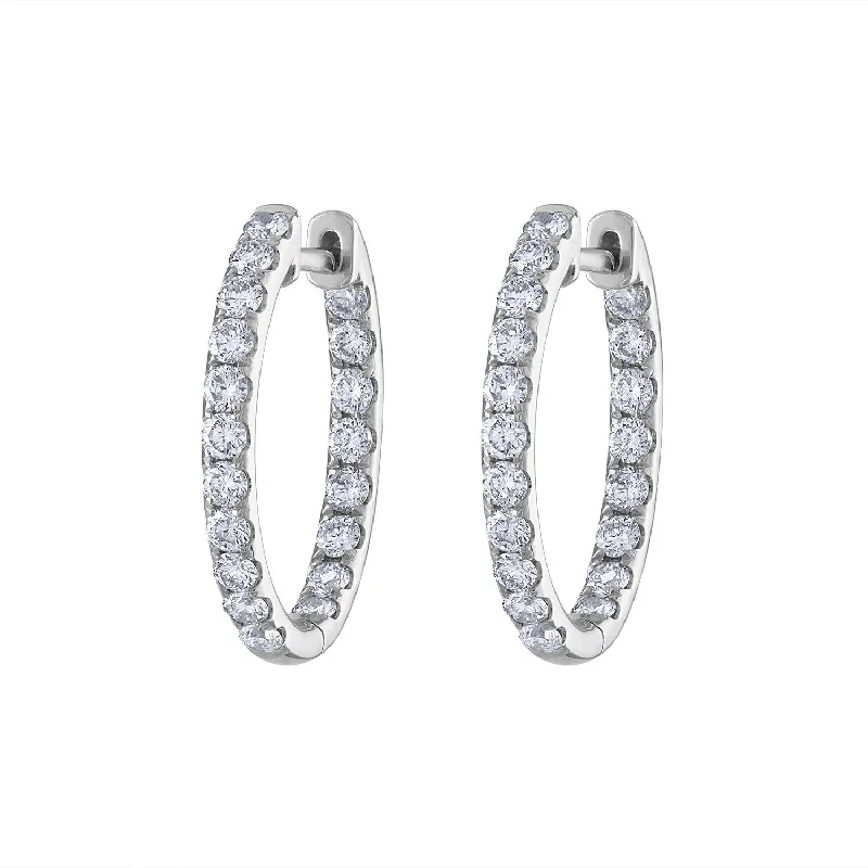 Hoop earrings with rhinestone-studded rims for a glamorous touch-14KT GOLD DIAMOND SMALL OVAL HOOP EARRING